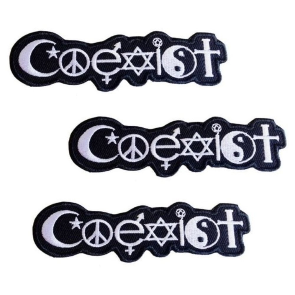 NEW COEXIST IRON ON PATCHES EMBROIDERED BADGES